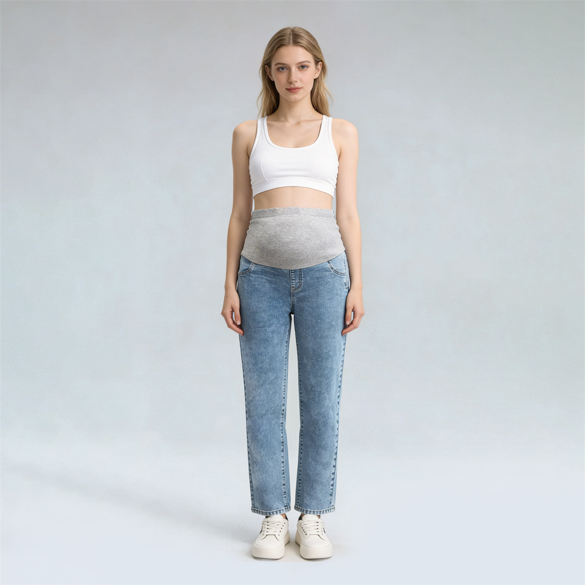 Pwest MAMA Women Before & After Babywearing Adjustable Stretch Maternity Jeans 