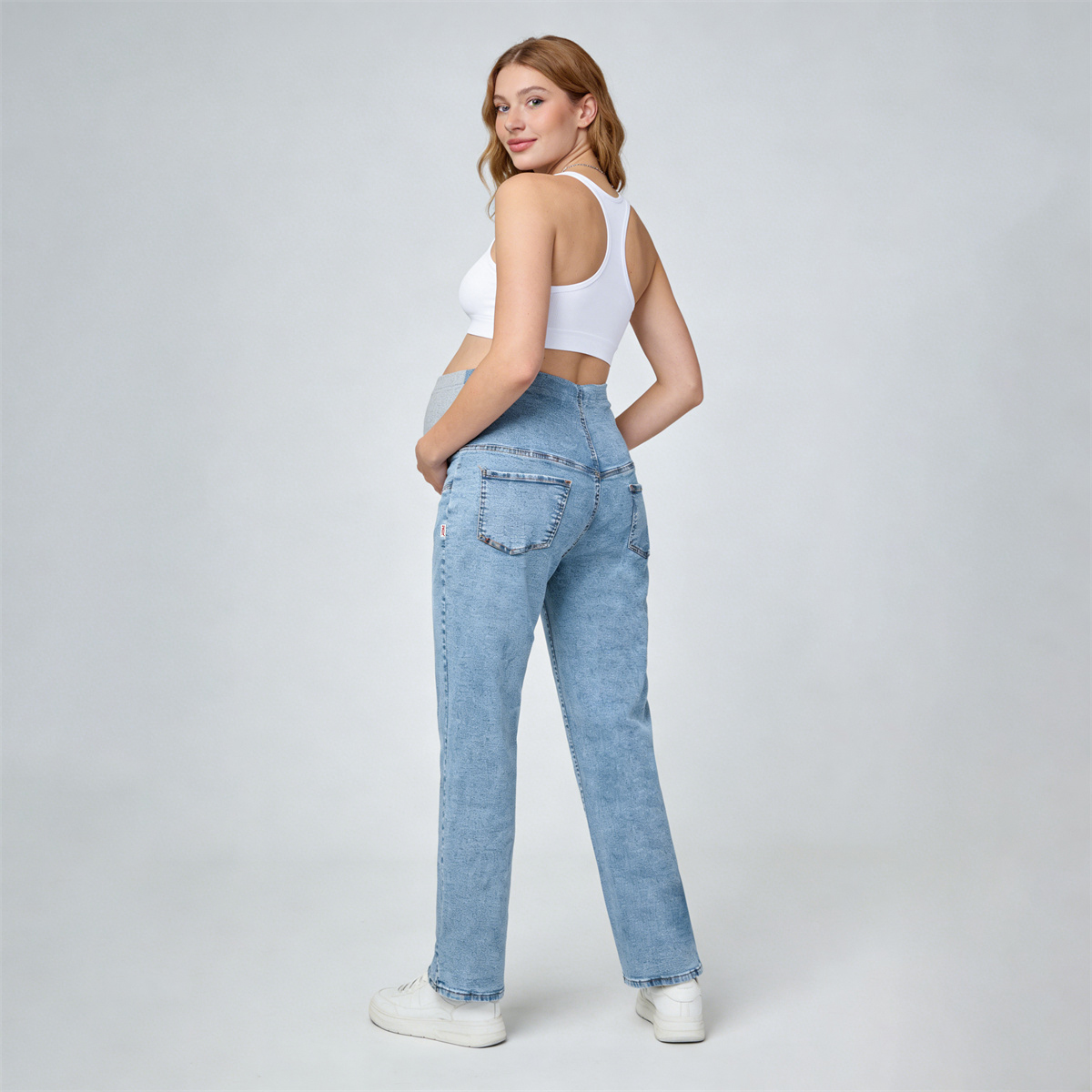 Pwest MAMA Women Before & After Babywearing Adjustable Stretch Maternity Jeans 