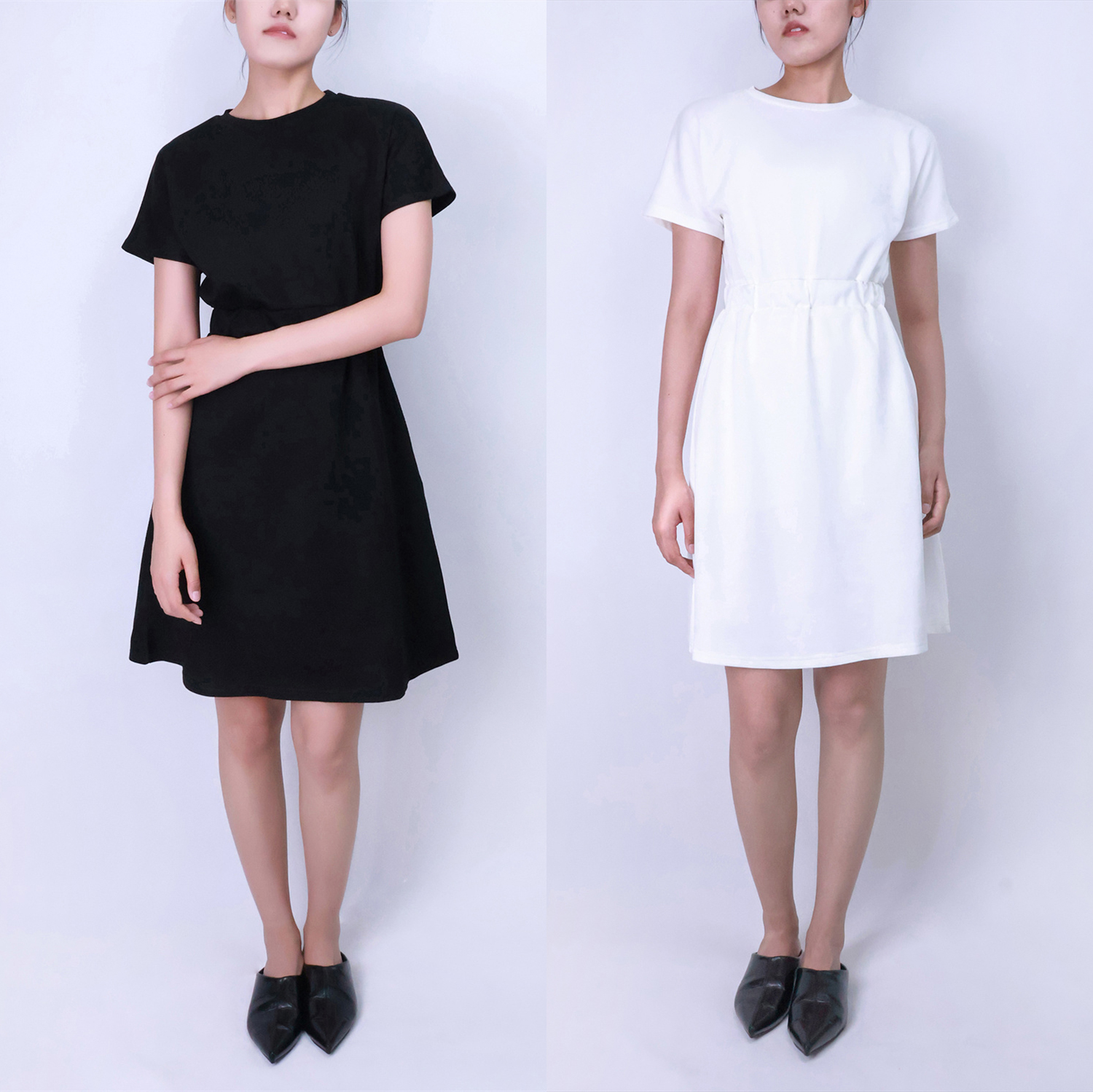 PWEST Women's Stretch Breathable Knee Cinched T-Shirt Pocket Dress