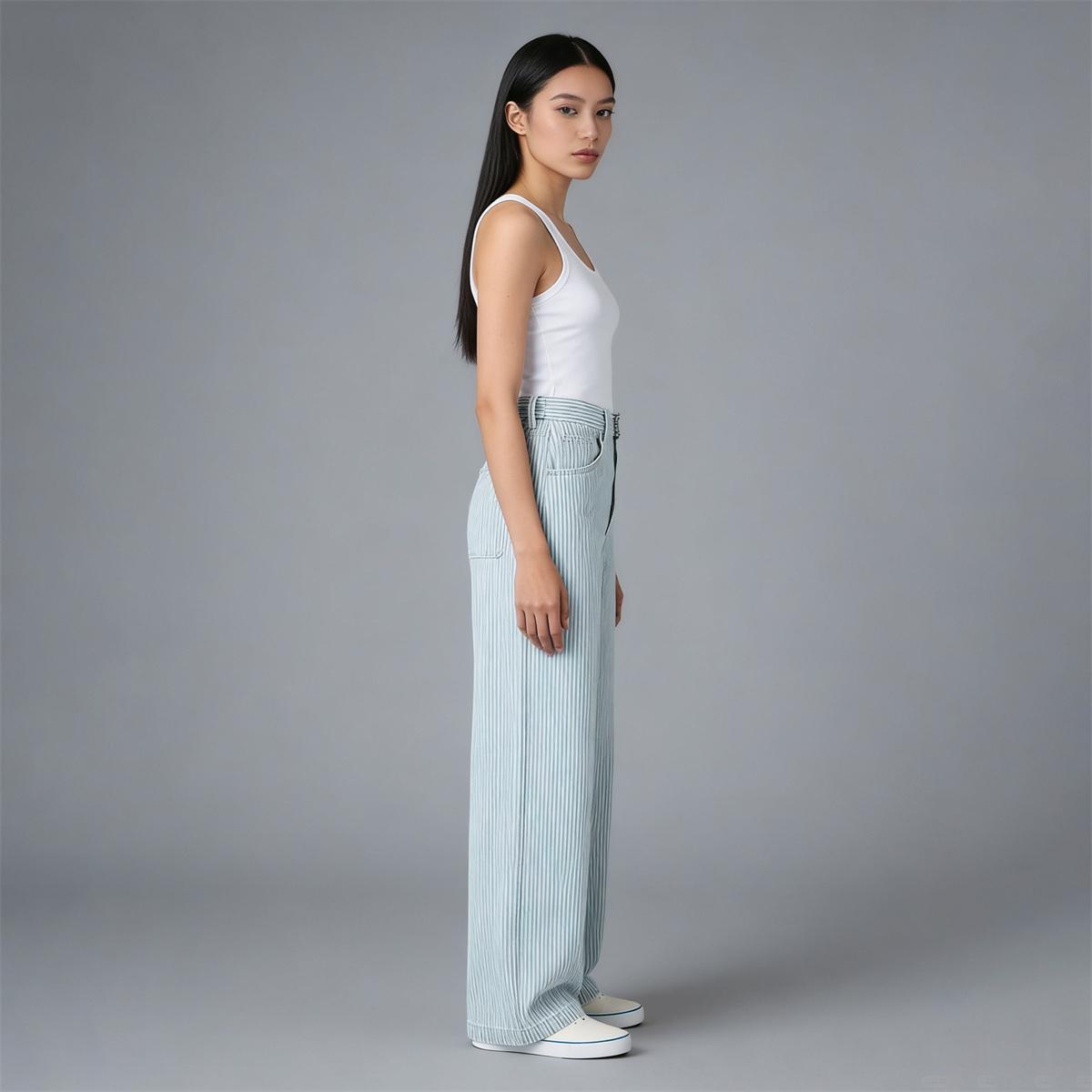 Pwest Adjustable Button Cinch Baggy Straight Leg Jeans