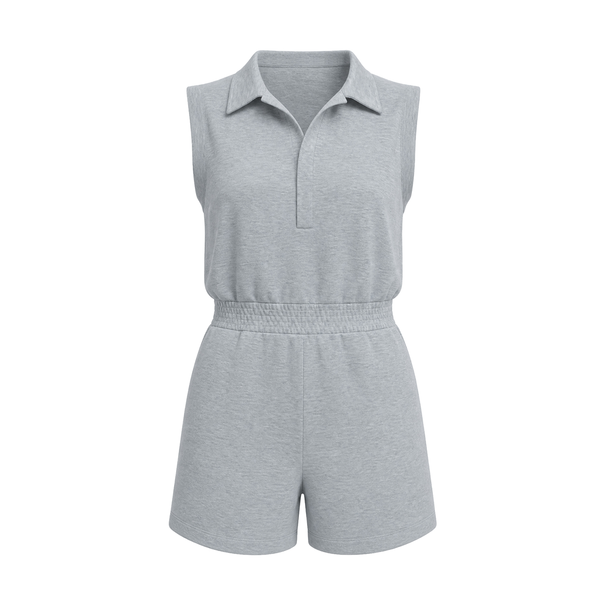 Pwest Women's Stretch Sleeveless Short Pocket KNIT Polo Romper