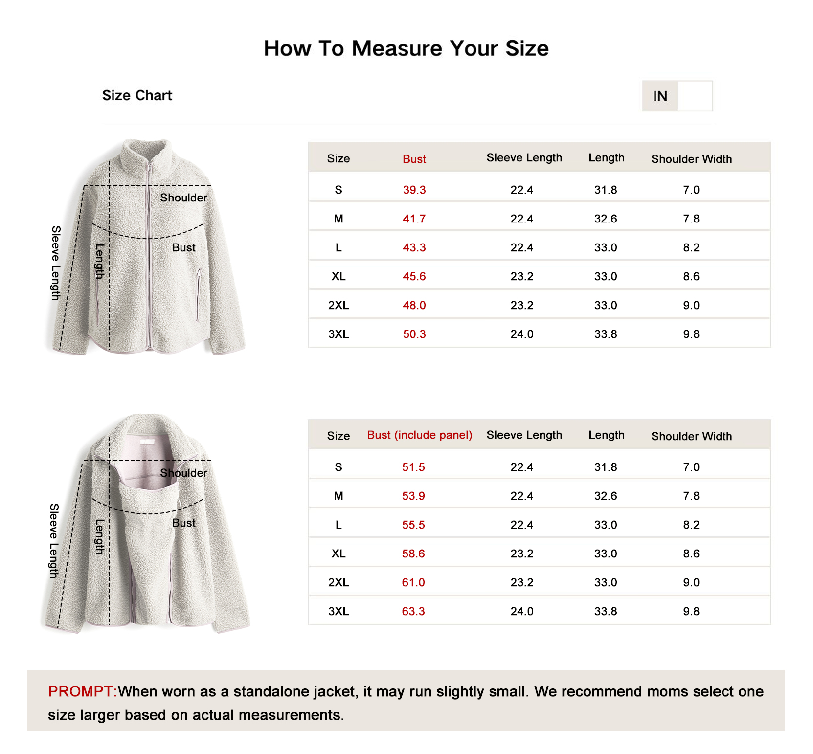 Pwest MAMA Women Before & After Babywearing Fleece Jacket Soft Teddy Fleece, Long-sleeve Zippered Jacket with Pocket, Detachable Babywearing Panel, Winter Warmth, 2 in 1 Design-Cream-BlackFriday