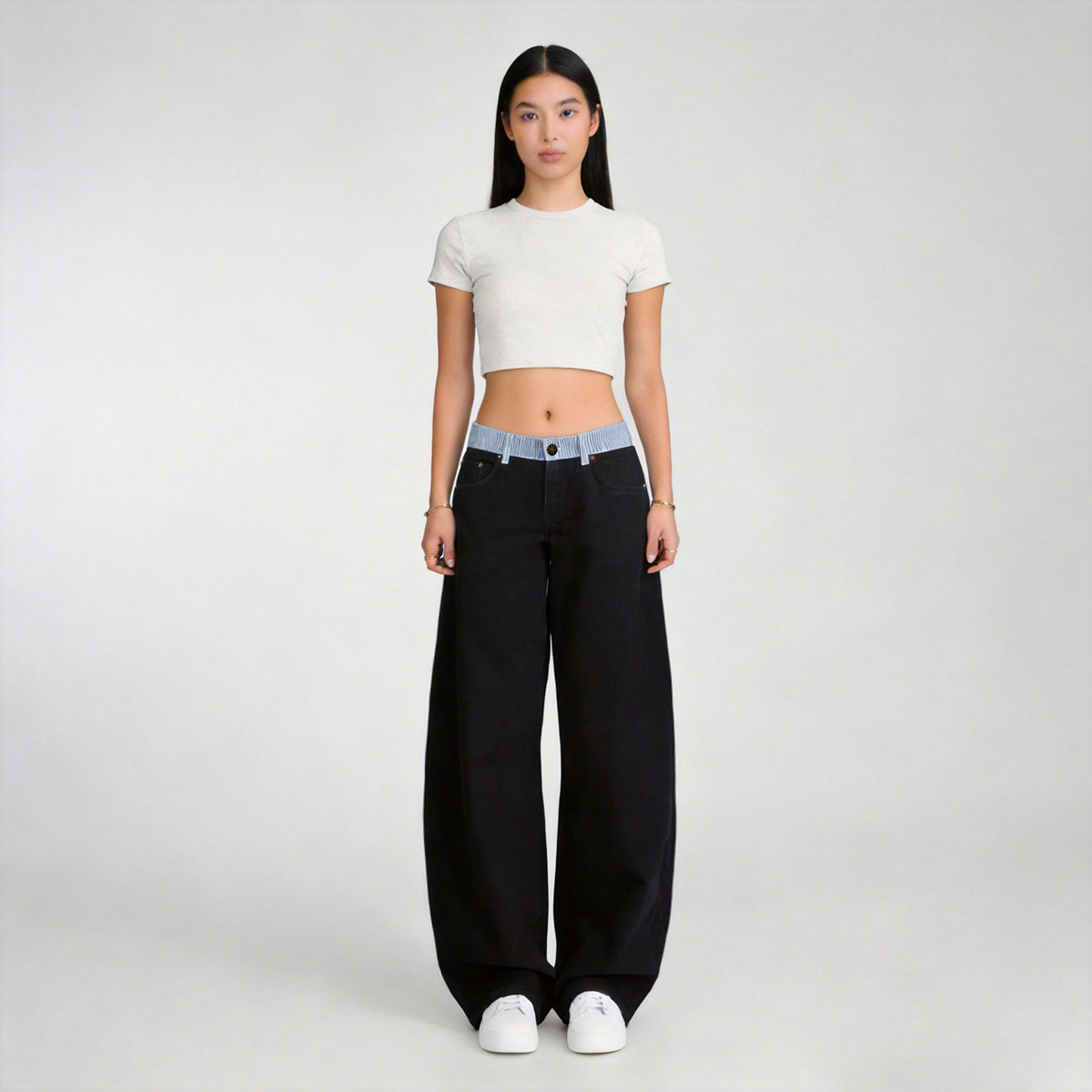 Pwest Jodie Adjustable Low-Rise Loose-Leg Jeans