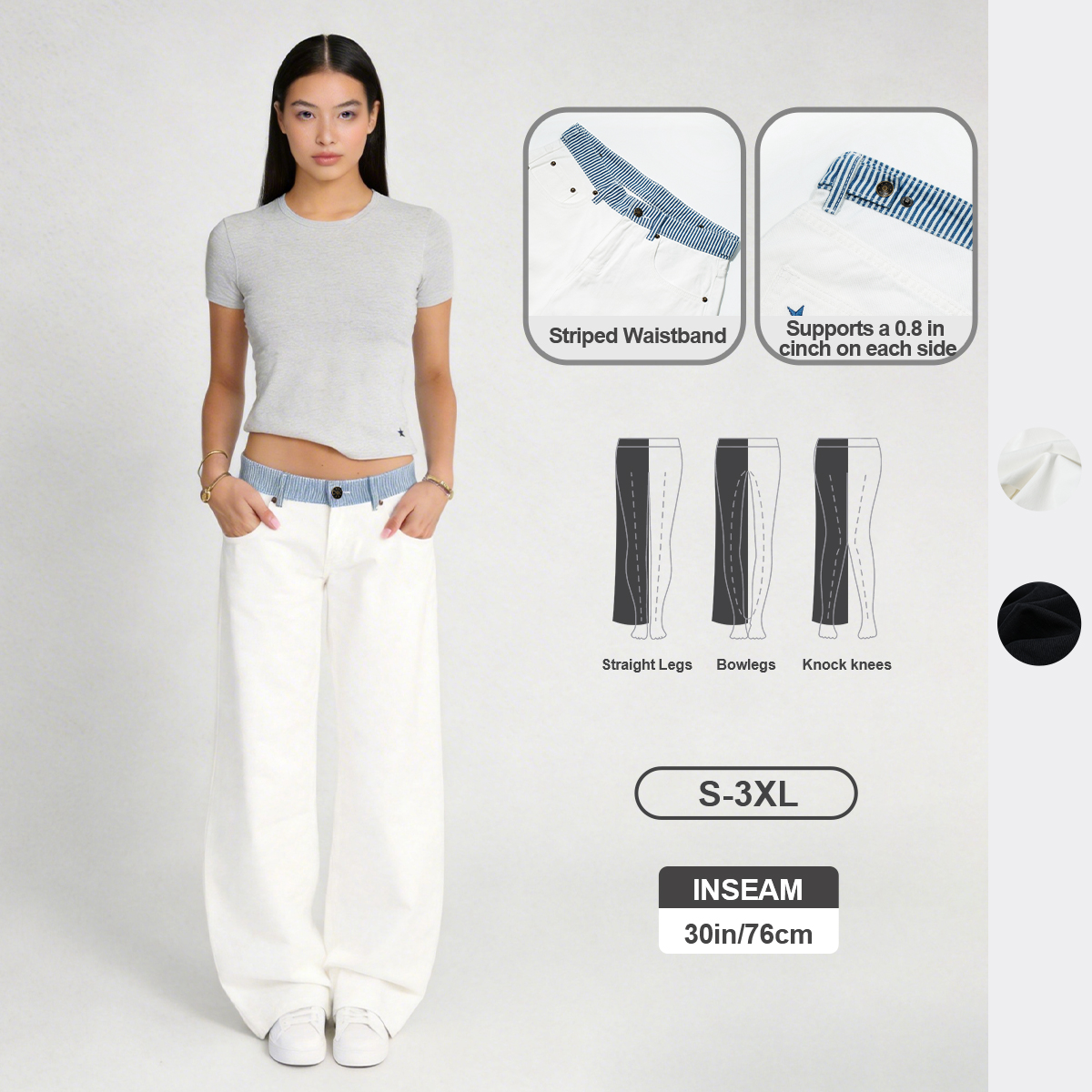 Pwest Jodie Adjustable Low-Rise Loose-Leg Jeans