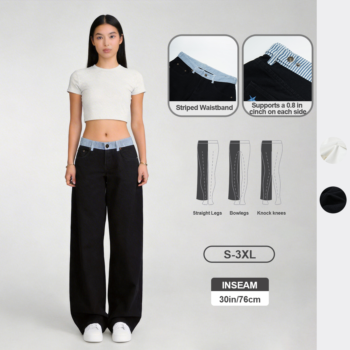 Pwest Jodie Adjustable Low-Rise Loose-Leg Jeans