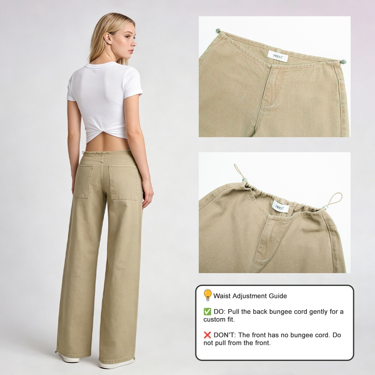 Pwest NYC Adjustable Low-Rise Wide-Leg Jeans 