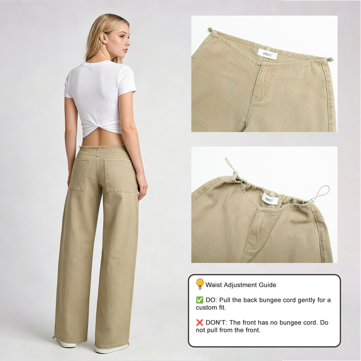 Pwest NYC Adjustable Low-Rise Wide-Leg Jeans 