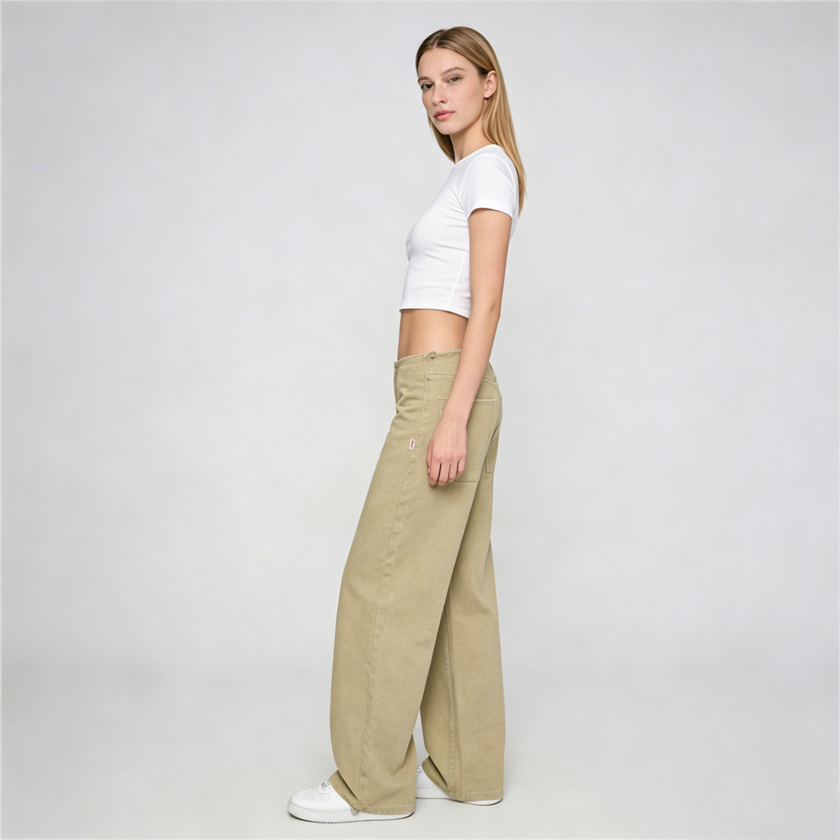 Pwest NYC Adjustable Low-Rise Wide-Leg Jeans 