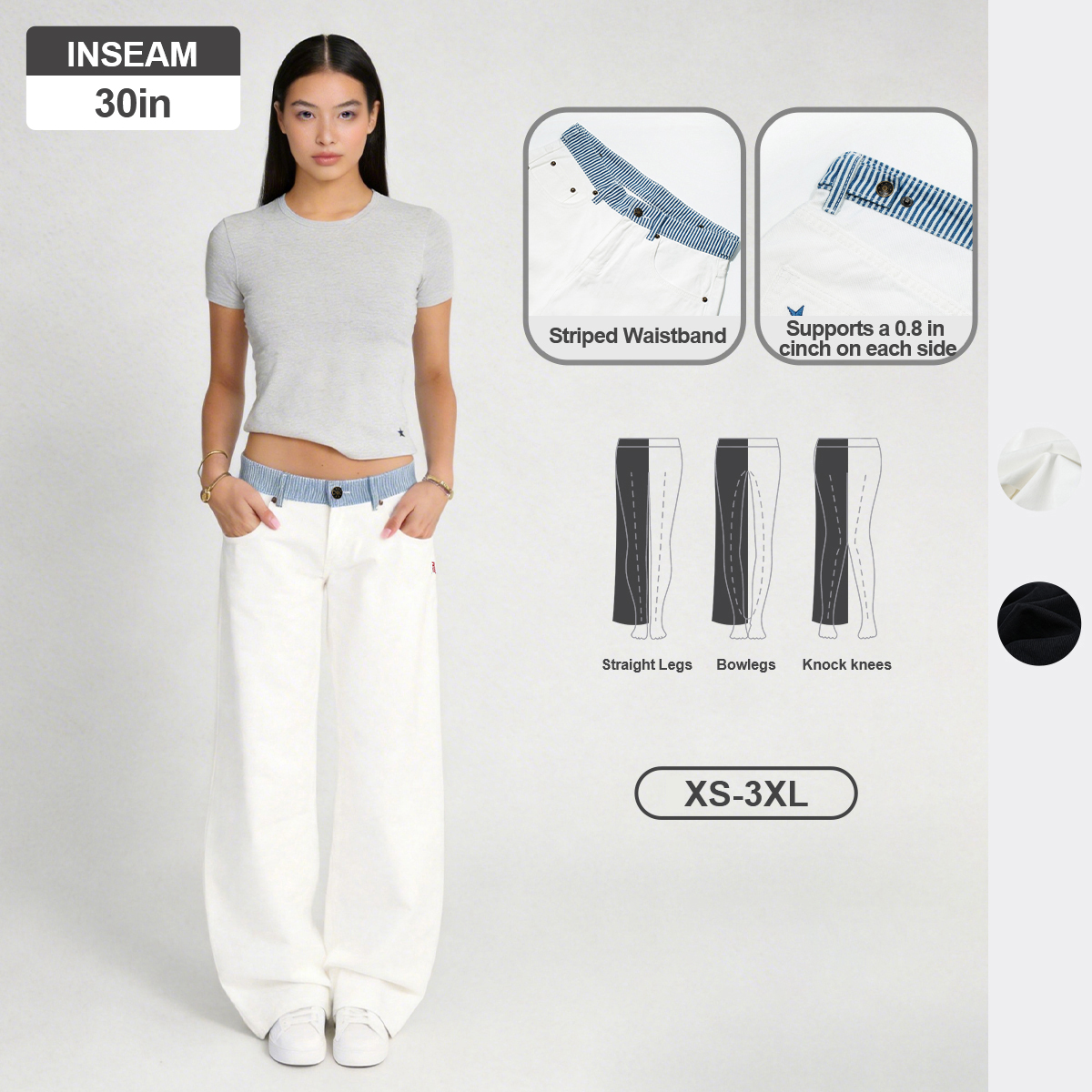 Pwest Jodie Adjustable Low-Rise Loose-Leg Jeans