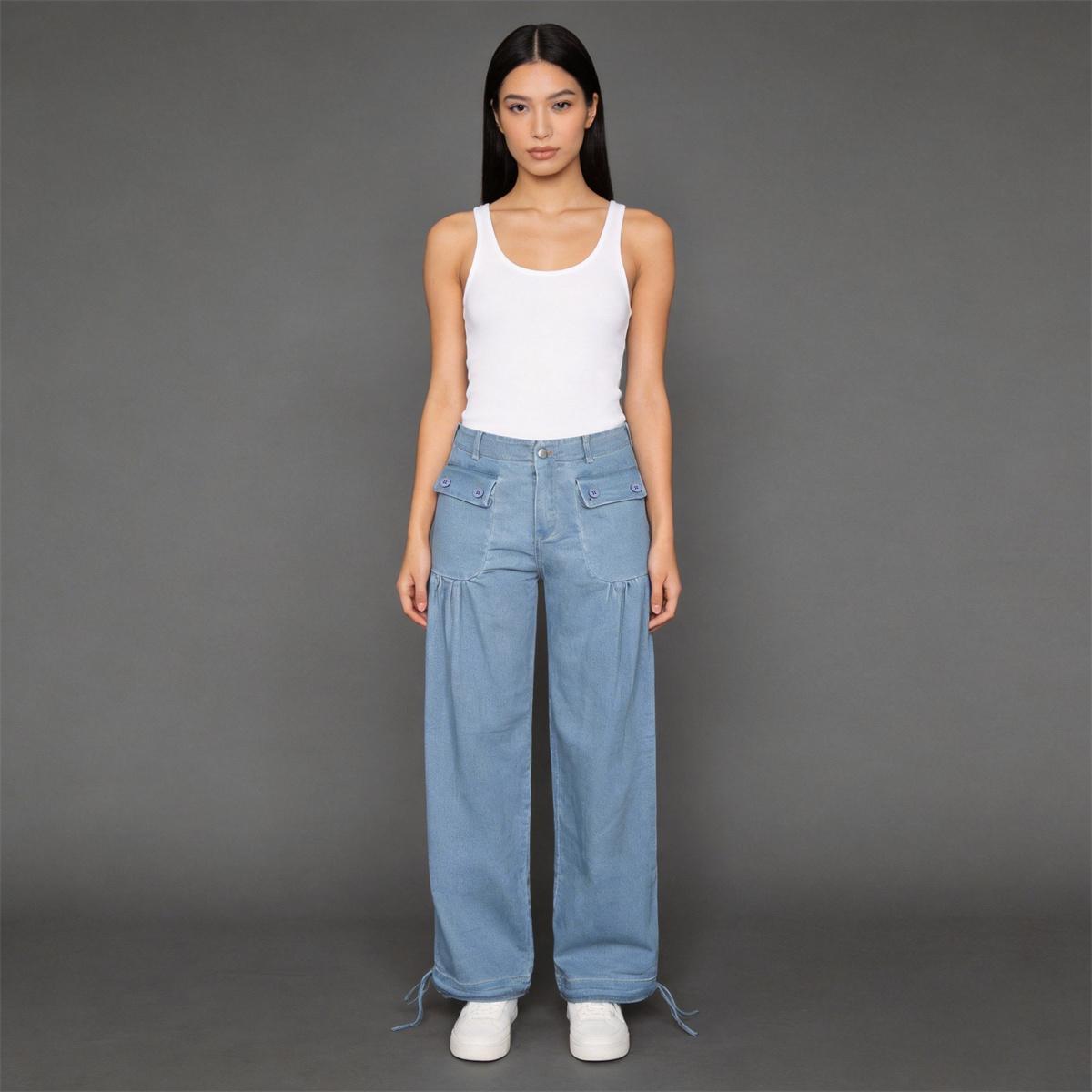 Pwest Front Pockets Lotus Tube Jeans