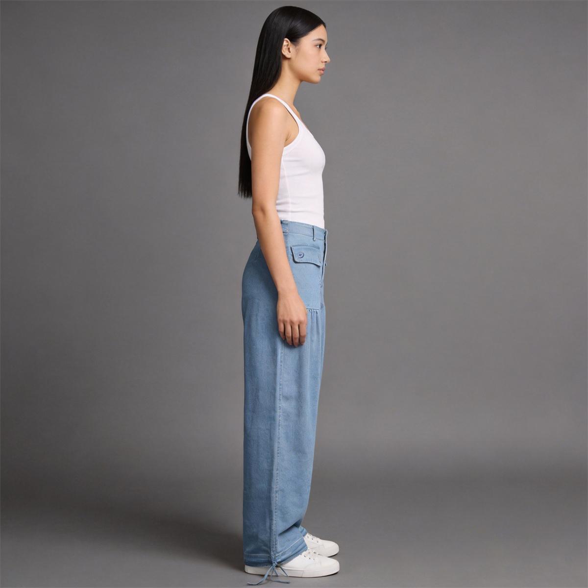 Pwest Front Pockets Lotus Tube Jeans