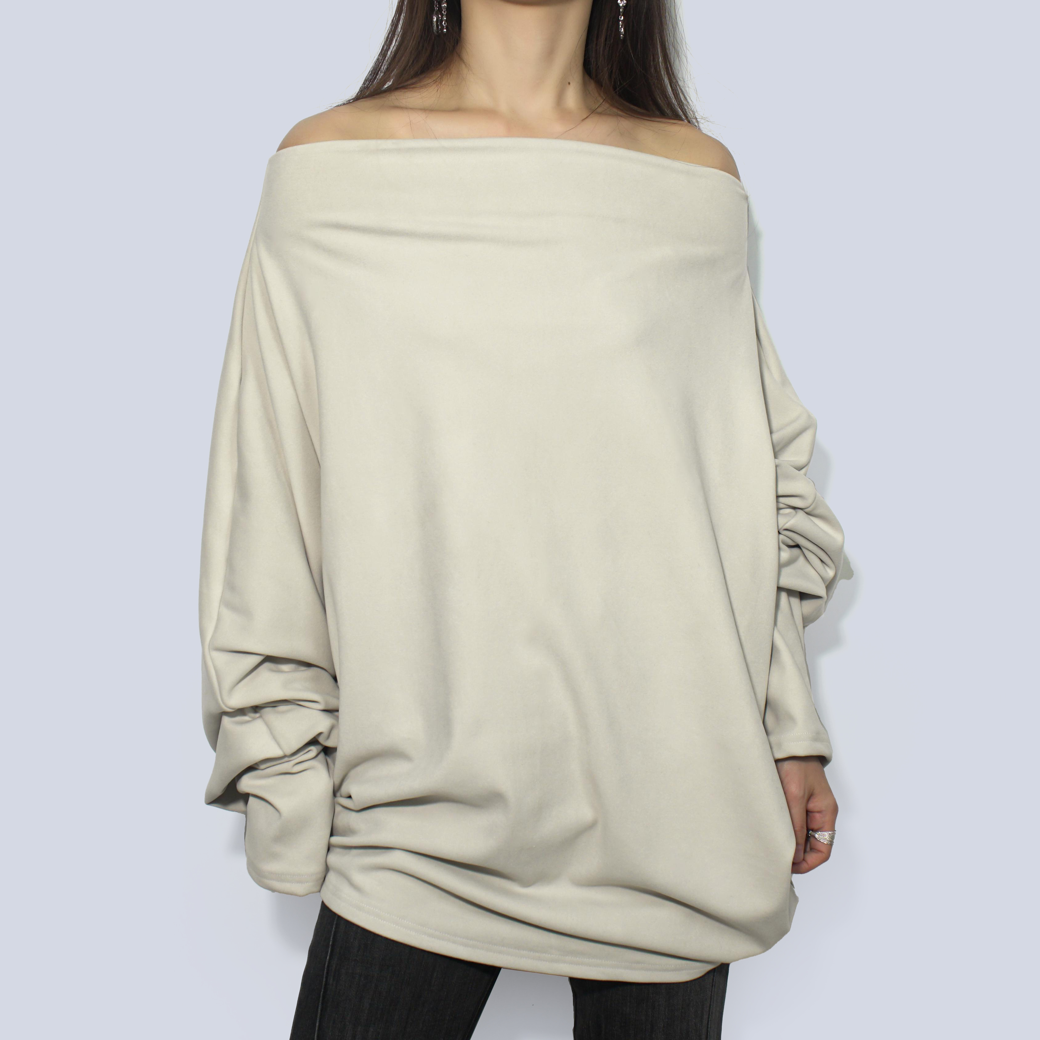 Pwest Stretch Multi-Wear Long Sleeve Asymmetric Draped Jumper