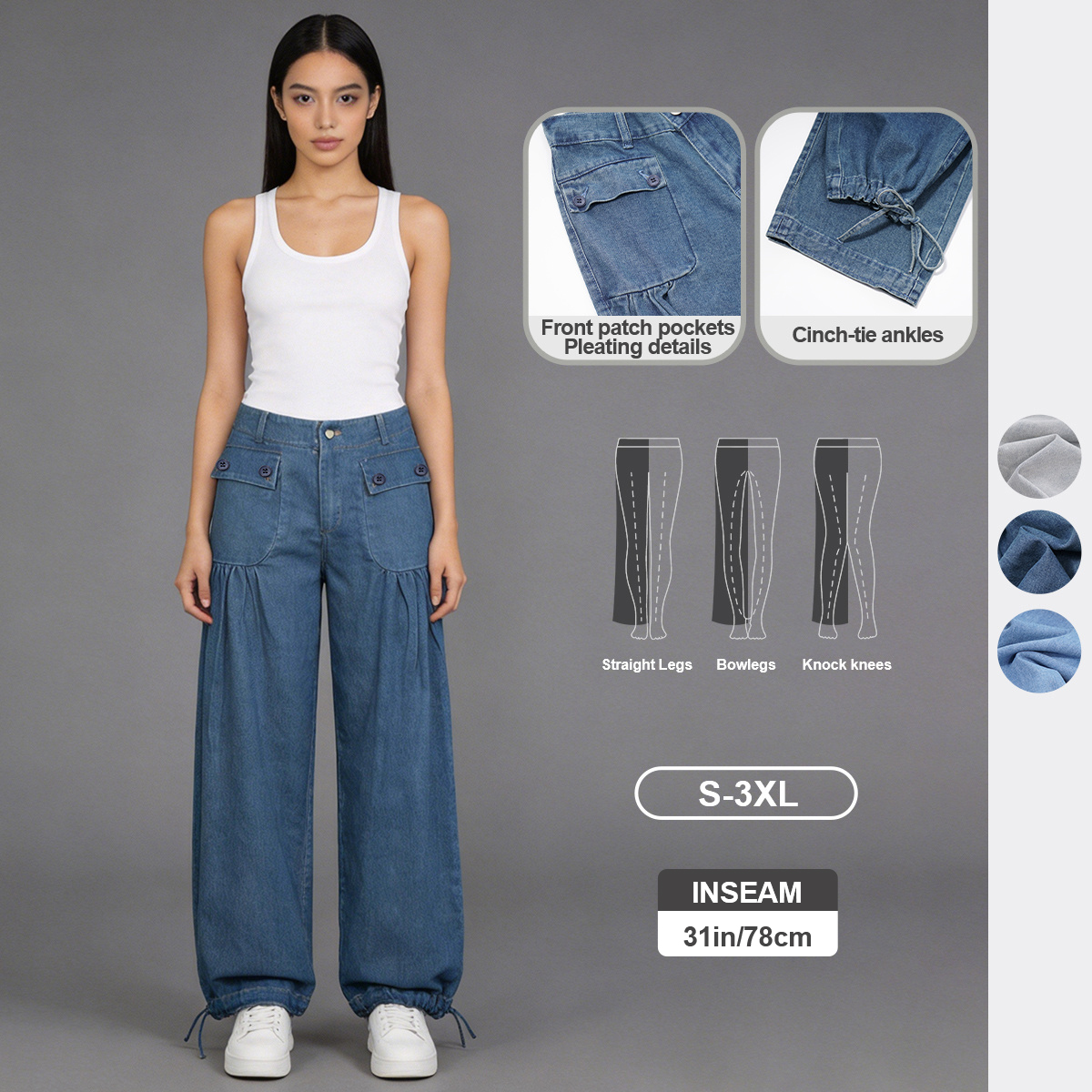 Pwest Front Pockets Lotus Tube Jeans