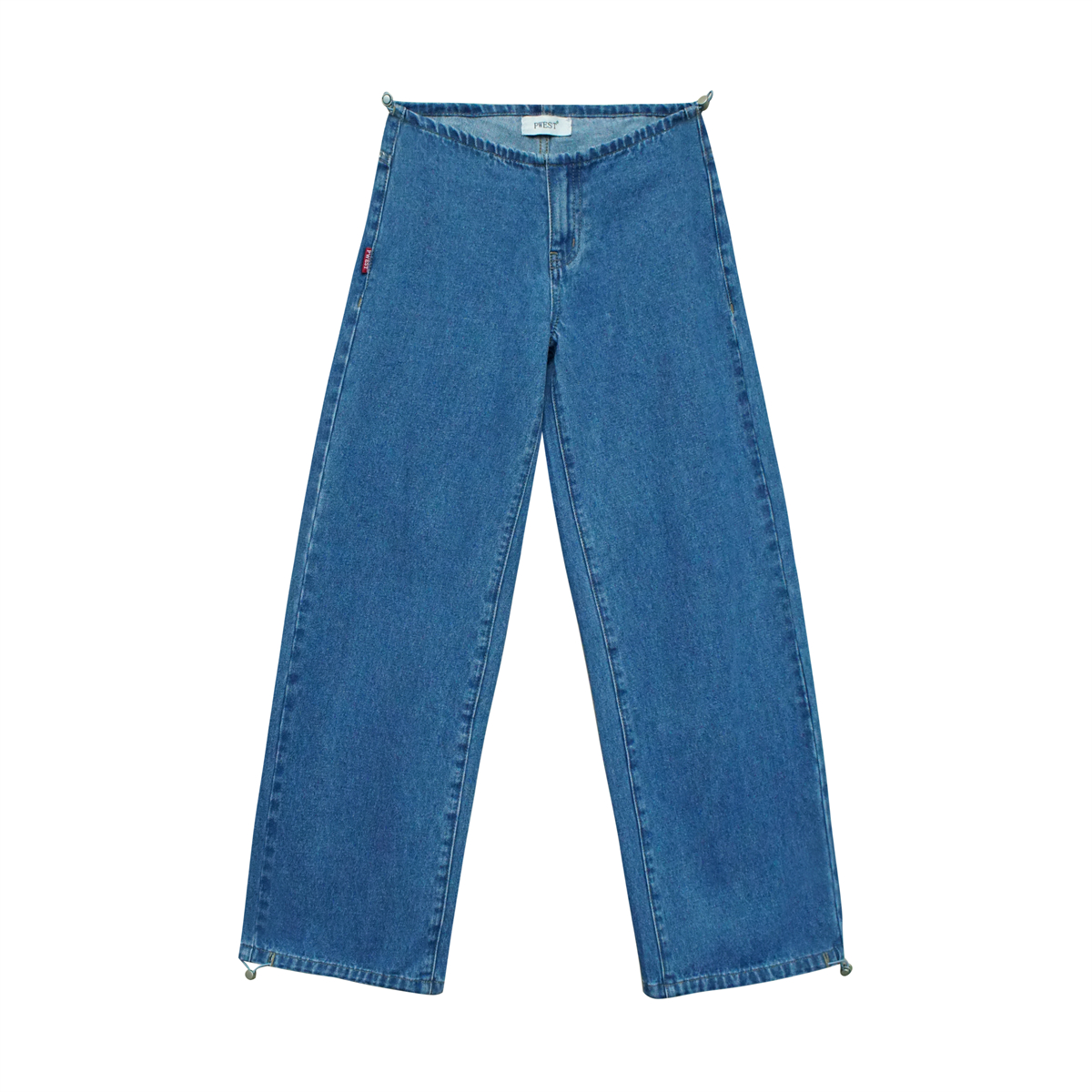 Pwest NYC Adjustable Low-Rise Wide-Leg Jeans 