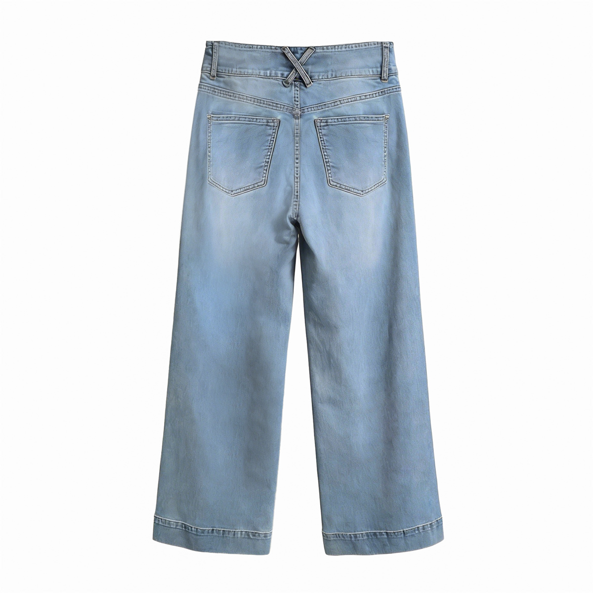 Pwest High Rise Double Button Wide Leg Jeans