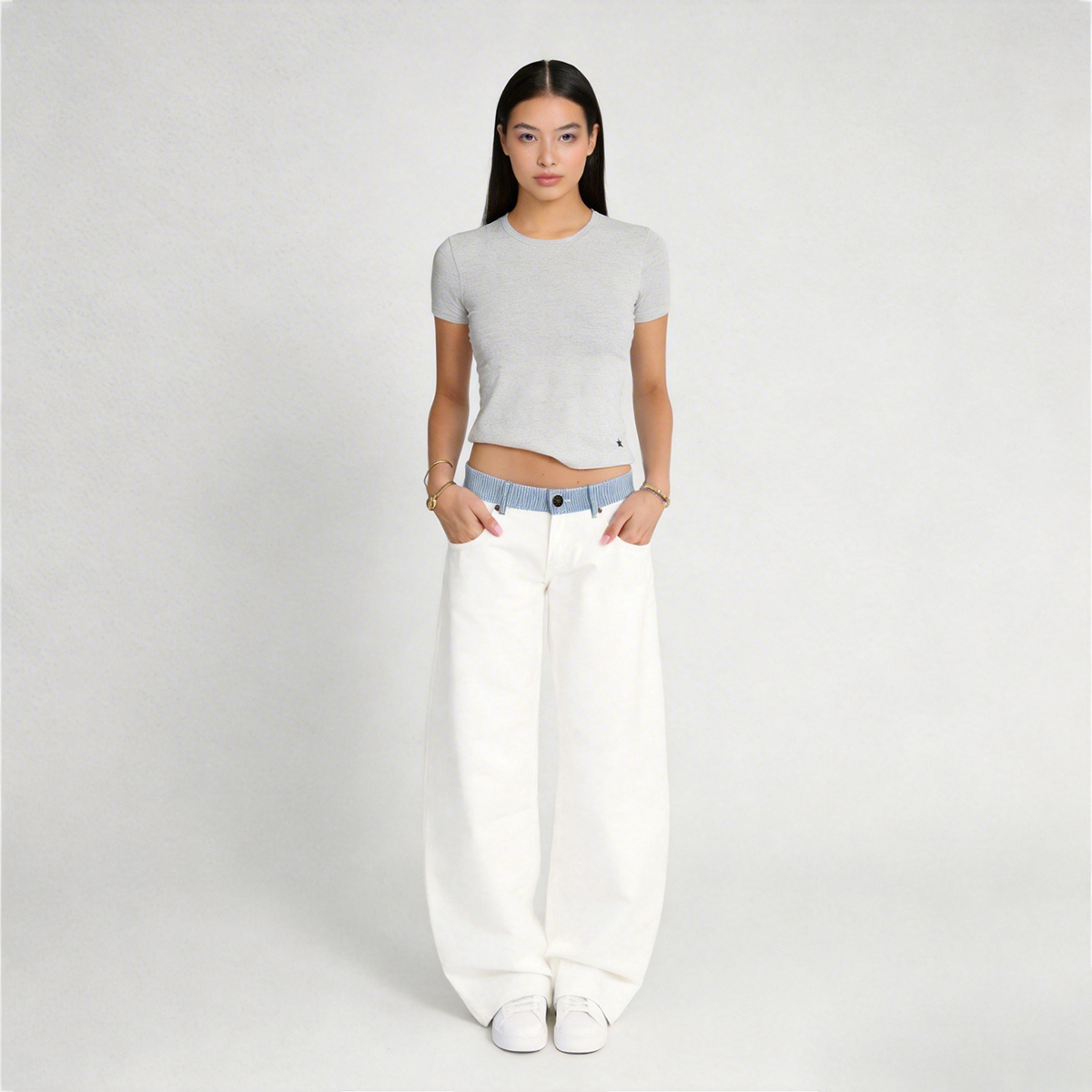 Pwest Jodie Adjustable Low-Rise Loose-Leg Jeans