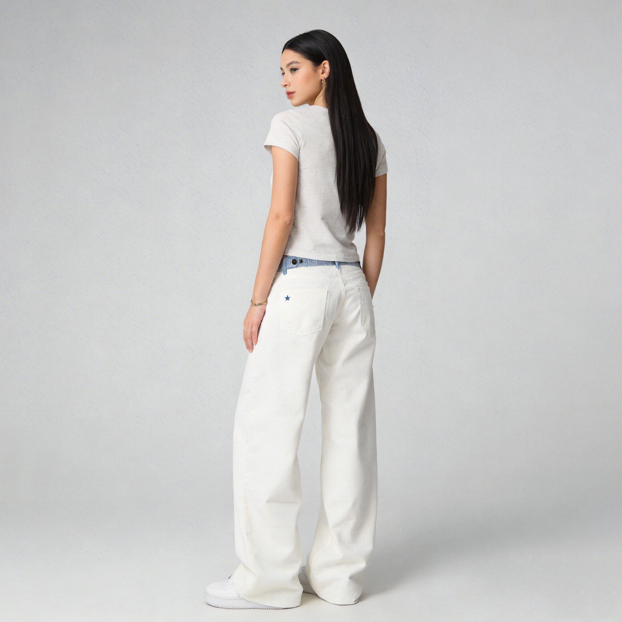 Pwest Jodie Adjustable Low-Rise Loose-Leg Jeans