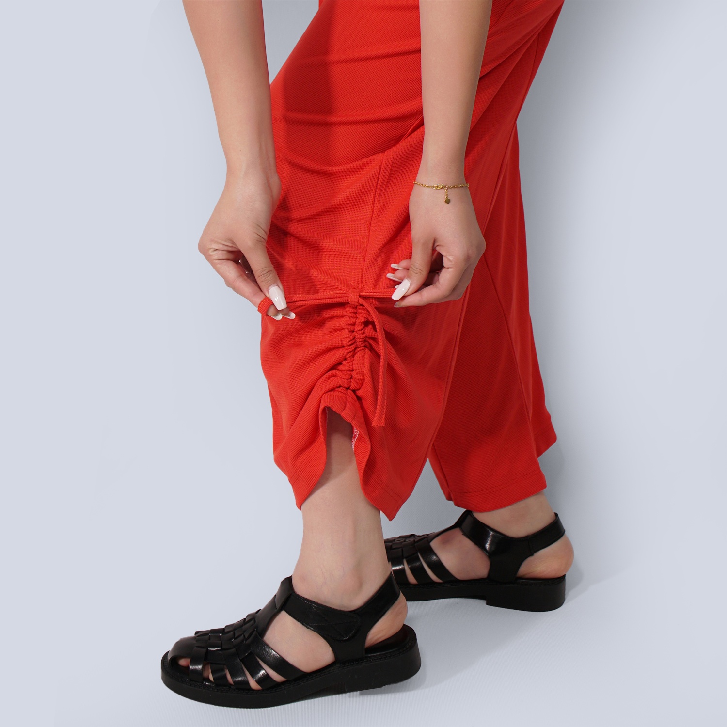 Pwest Women's Stretchy Elastane trim Back zip Lace-up Wide Leg Jumpsuit