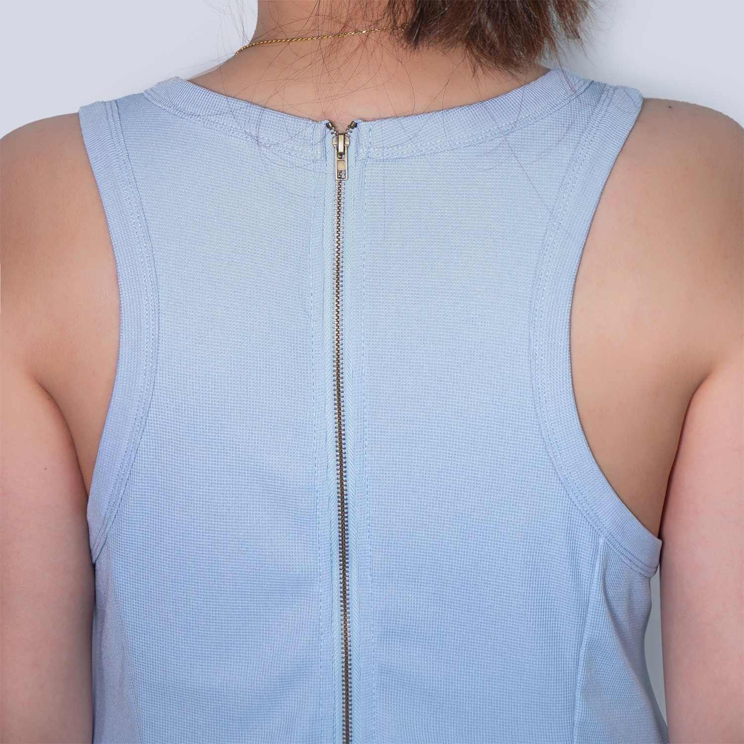 Pwest Women's Stretchy Elastane trim Back zip Lace-up Wide Leg Jumpsuit