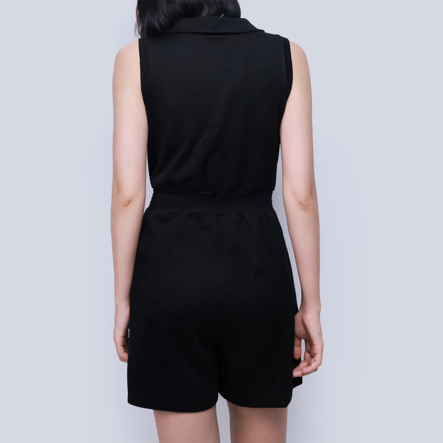 Pwest Women's Stretch Sleeveless Short Pocket KNIT Polo Romper