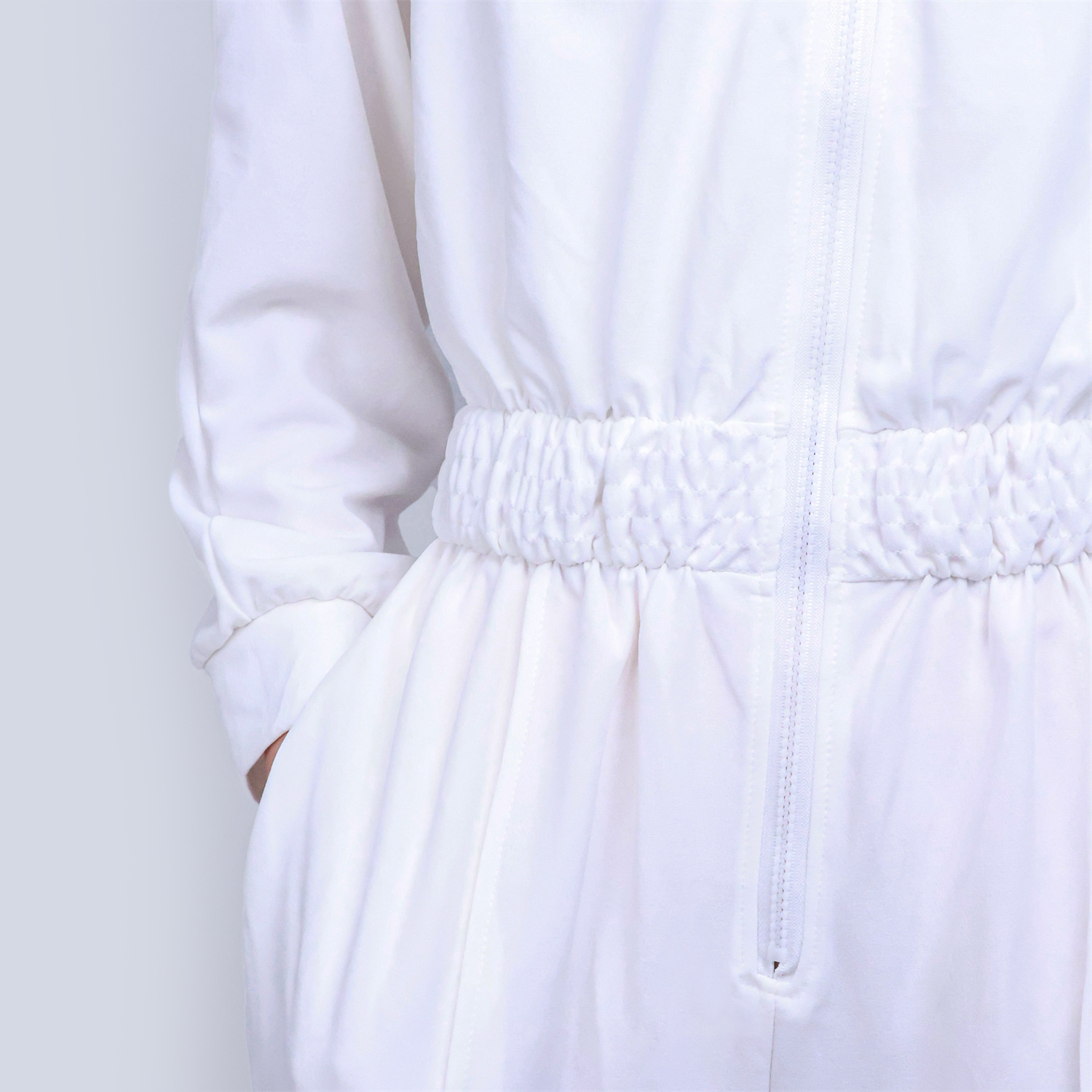 Pwest Women's Sportswear Stretch Zipper Knit Wide Leg Jumpsuit