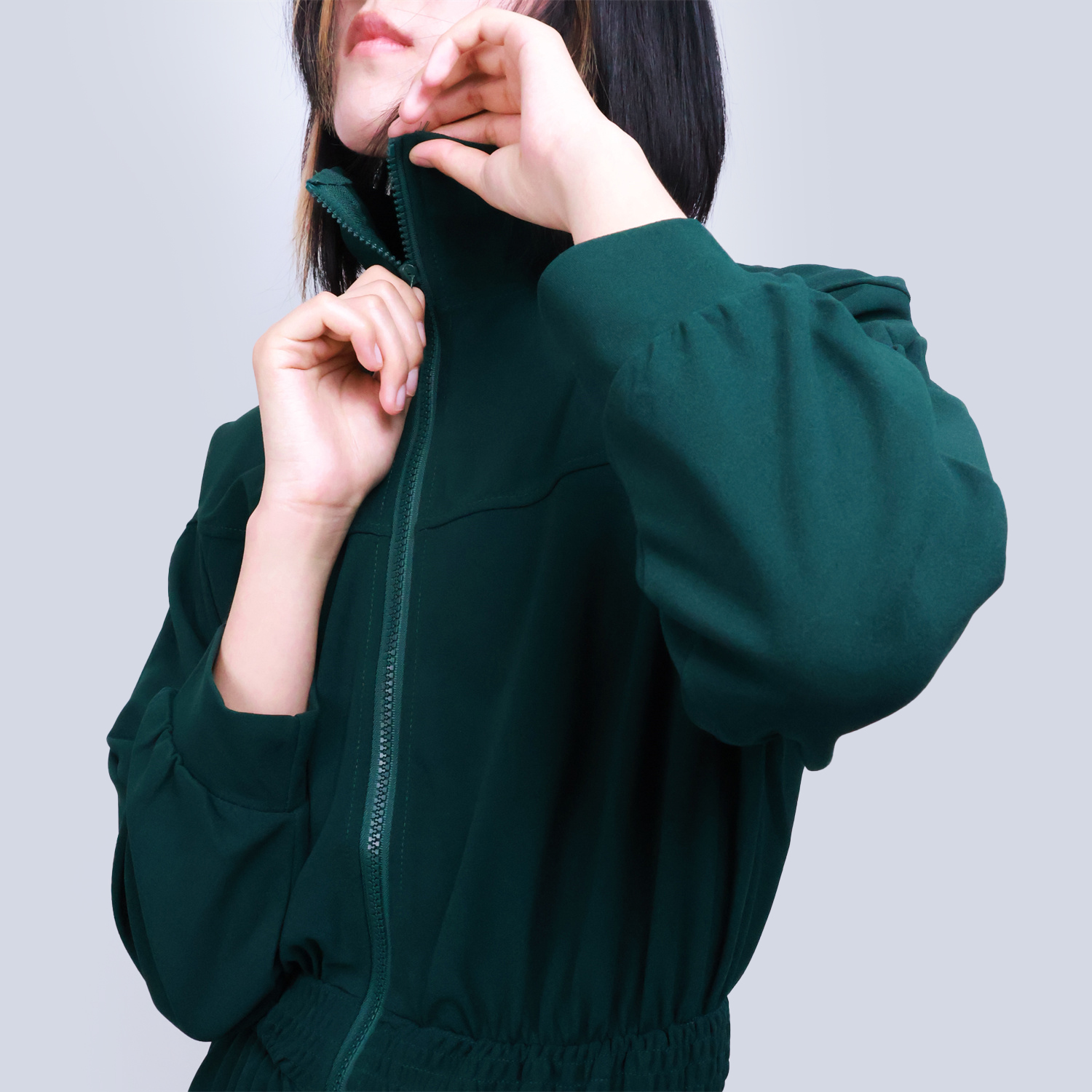 Pwest Women's Sportswear Stretch Zipper Knit Wide Leg Jumpsuit