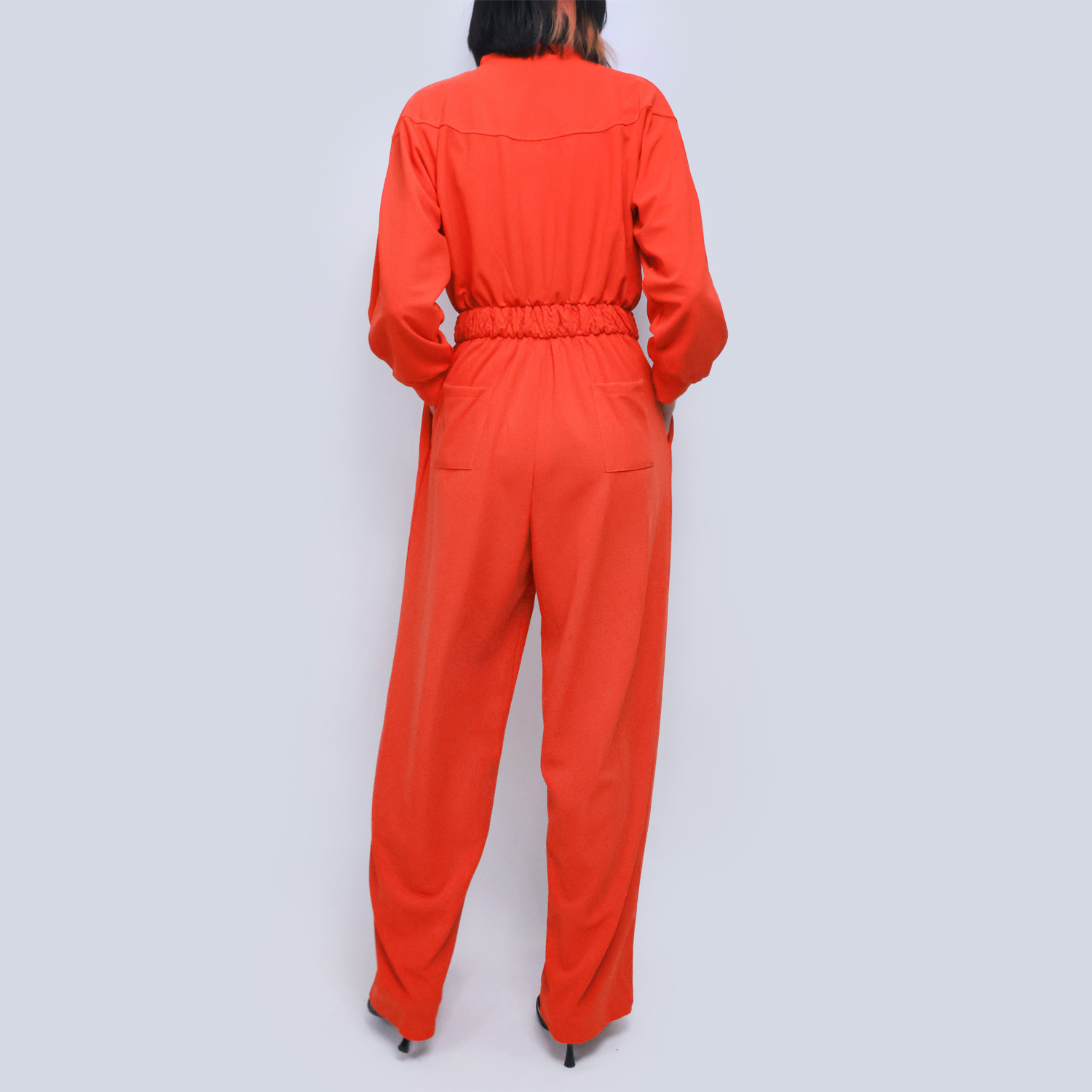 Pwest Women's Sportswear Stretch Zipper Knit Wide Leg Jumpsuit