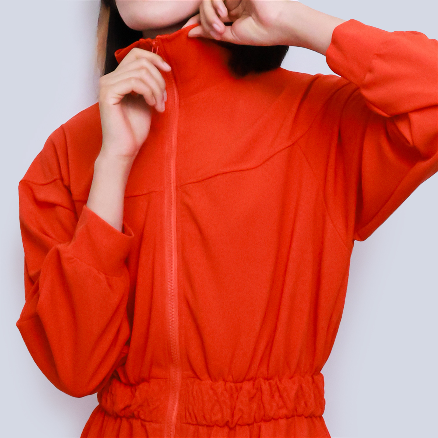 Pwest Women's Sportswear Stretch Zipper Knit Wide Leg Jumpsuit