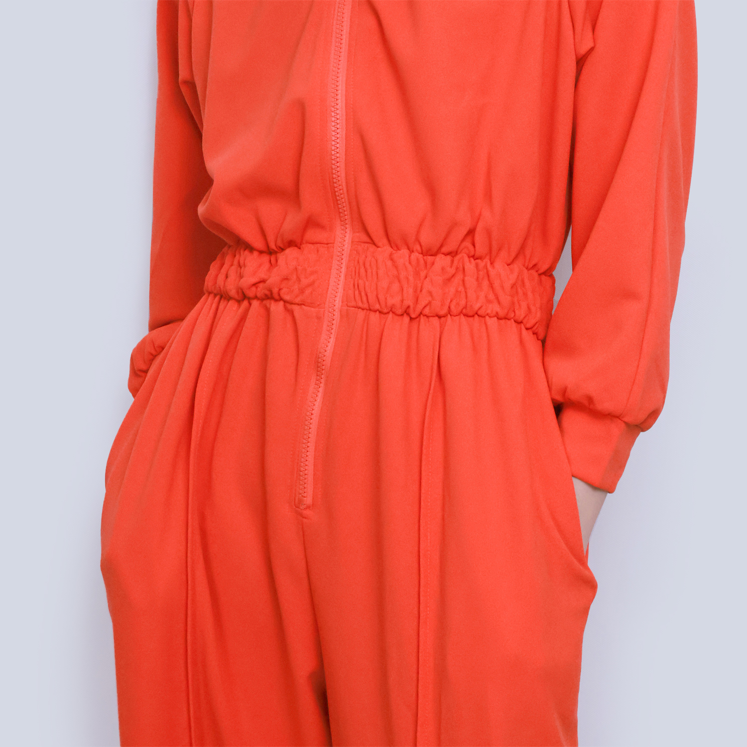 Pwest Women's Sportswear Stretch Zipper Knit Wide Leg Jumpsuit