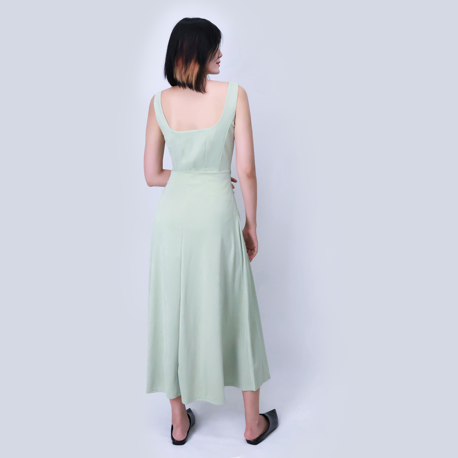 Pwest Muse Low Waist Square Neck Midi Dress(BUY 2 FREE SHIPPING)