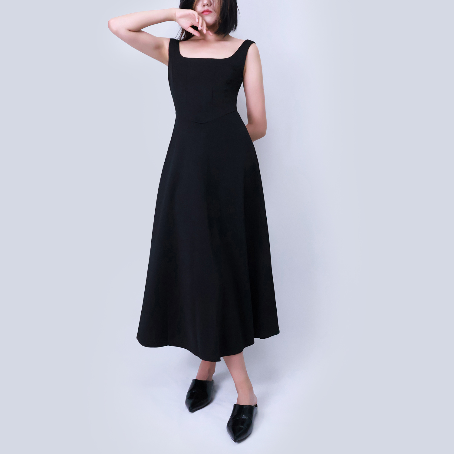 Pwest Muse Low Waist Square Neck Midi Dress(BUY 2 FREE SHIPPING)