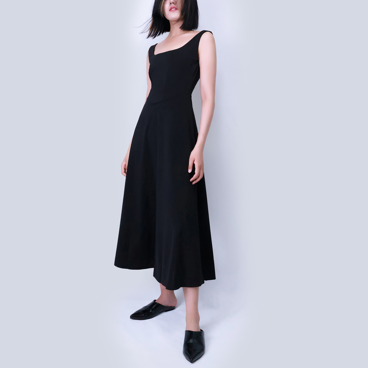 Pwest Muse Low Waist Square Neck Midi Dress(BUY 2 FREE SHIPPING)