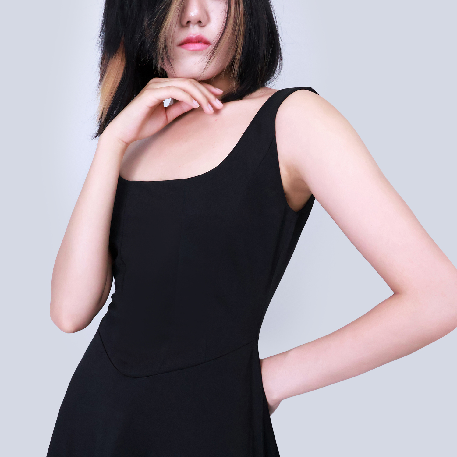 Pwest Muse Low Waist Square Neck Midi Dress(BUY 2 FREE SHIPPING)