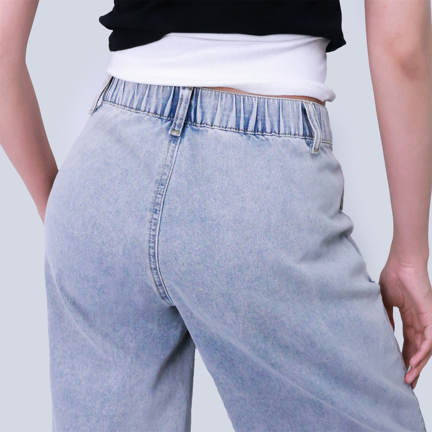 Pwest Stretchy mid-rise front pockets Comfortably loose ankle ties Lotus Tube Jeans