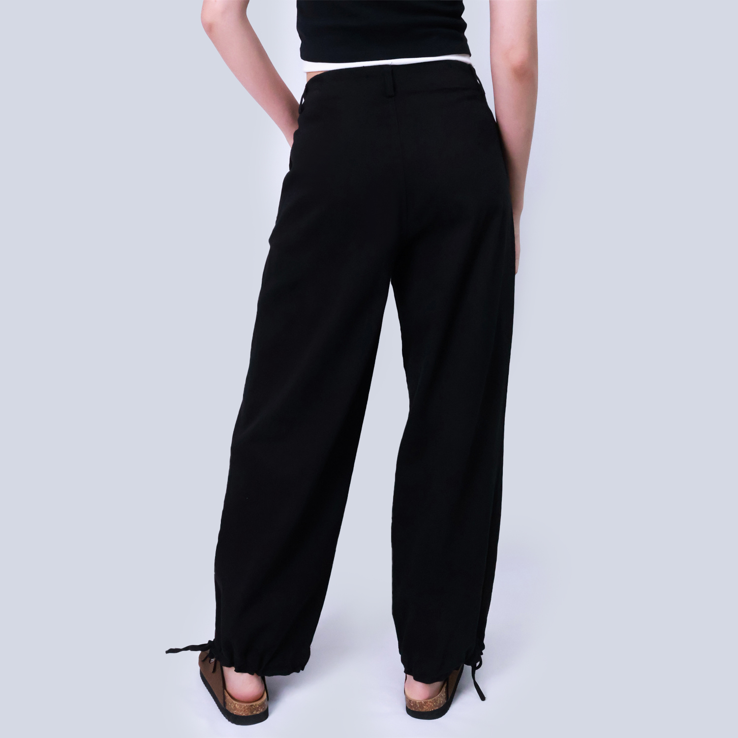 Pwest Stretchy mid-rise front pockets Comfortably loose ankle ties Lotus Tube Jeans