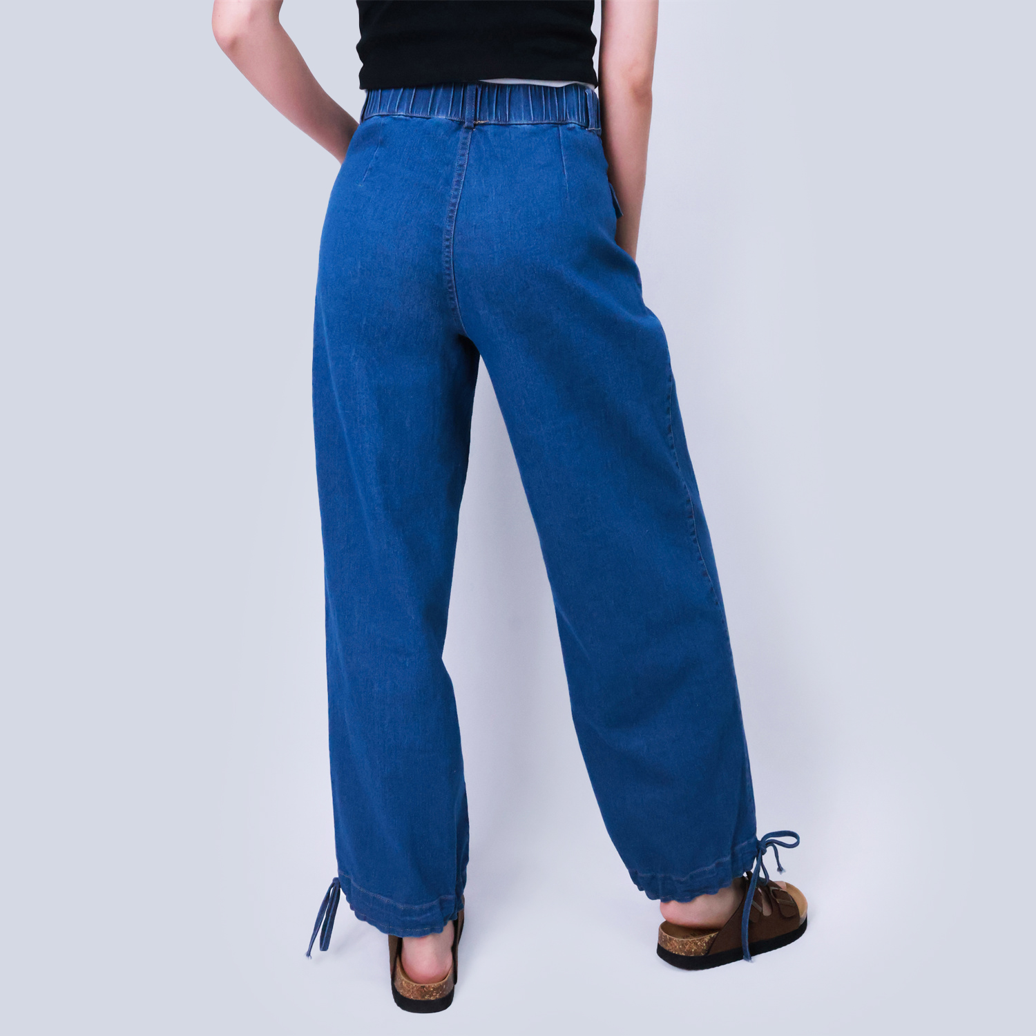 Pwest Stretchy mid-rise front pockets Comfortably loose ankle ties Lotus Tube Jeans