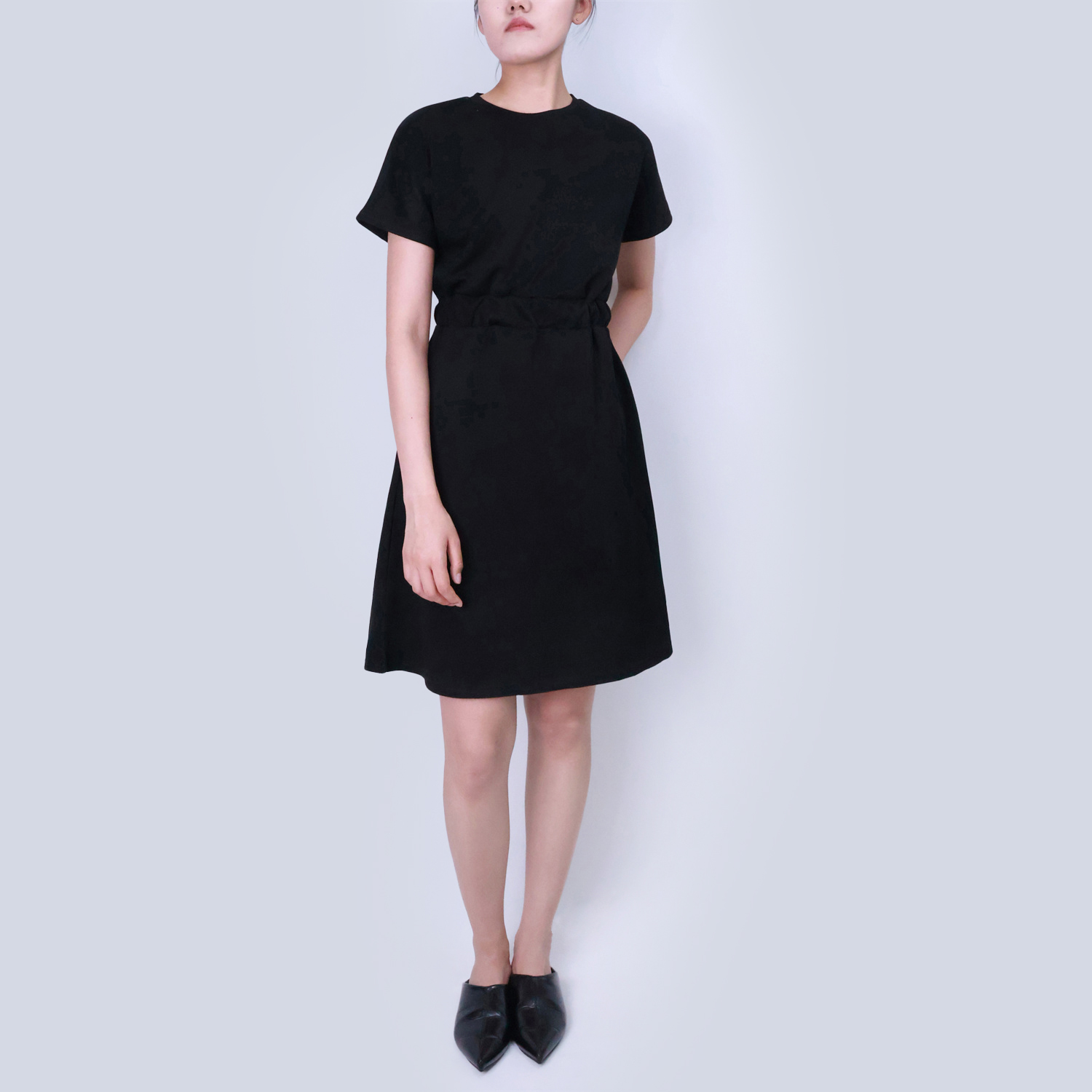 Pwest Women's Stretch Breathable Knee Cinched T-Shirt Pocket Dress