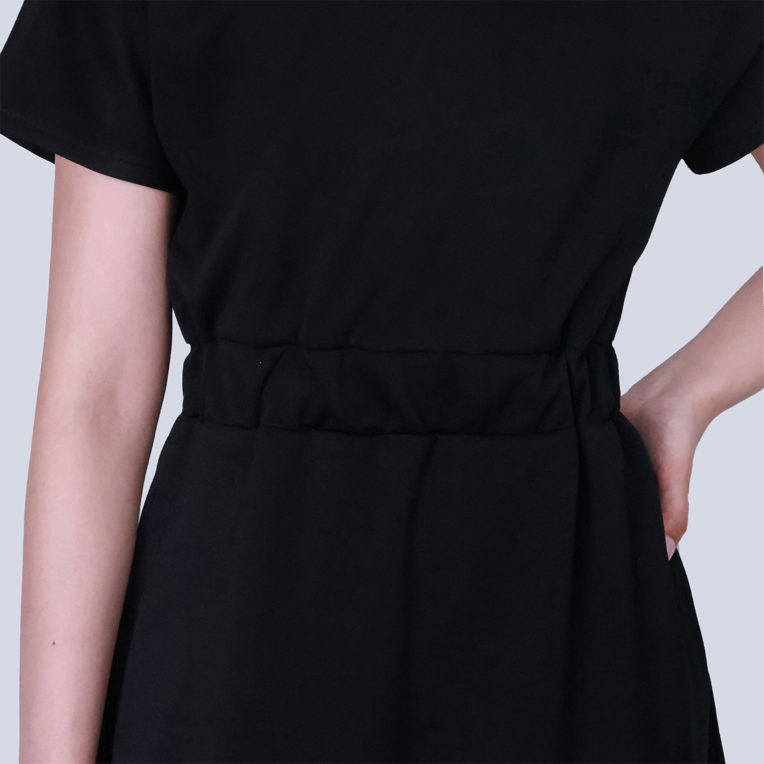 Pwest Women's Stretch Breathable Knee Cinched T-Shirt Pocket Dress