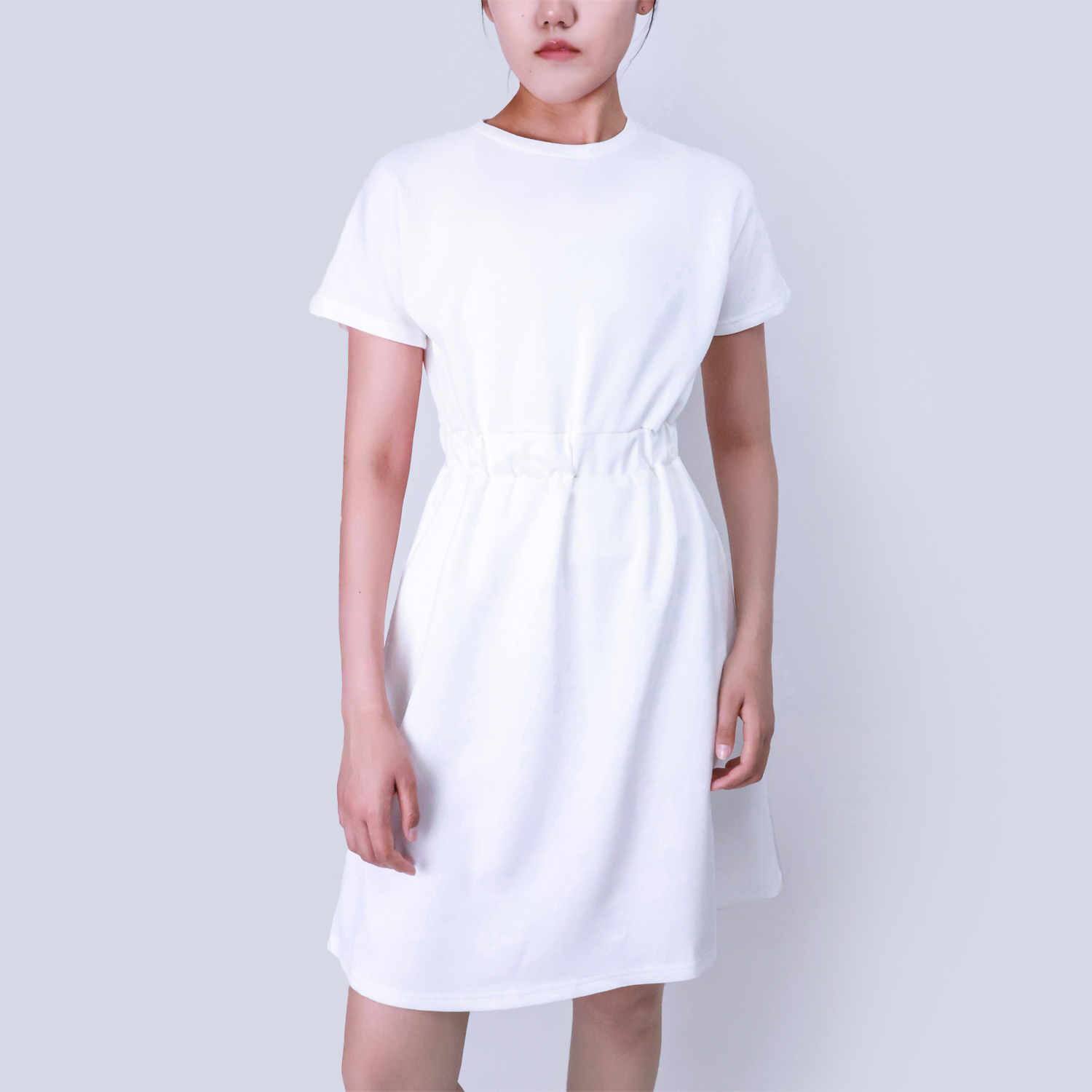 Pwest Women's Stretch Breathable Knee Cinched T-Shirt Pocket Dress