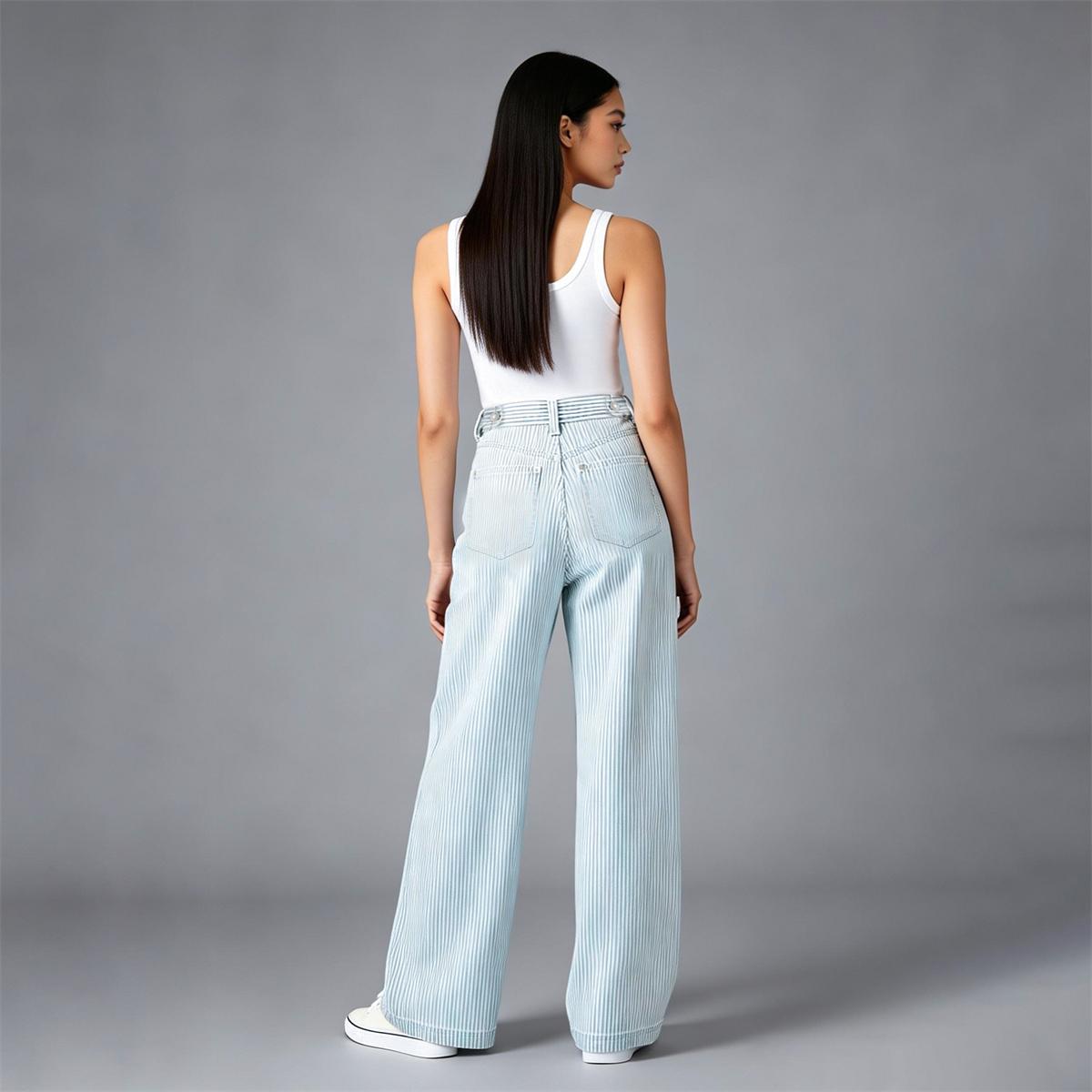 Pwest Adjustable Button Cinch Baggy Straight Leg Jeans