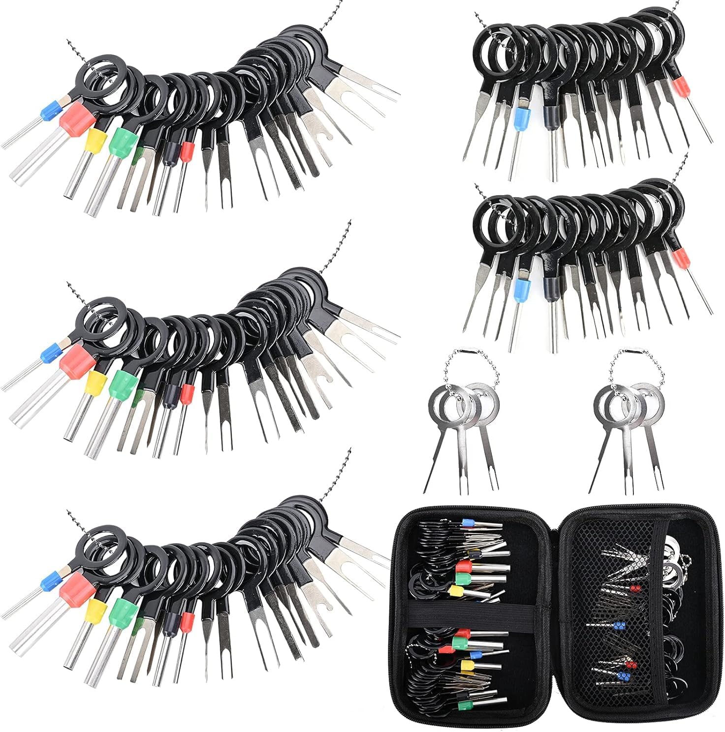  Terminal Pin Removal Tool Kit 82 Pcs Depinning Electrical Connector Pin Extractor Tool Set Wire Terminal Release for Automotive Car Household Devices - Black
