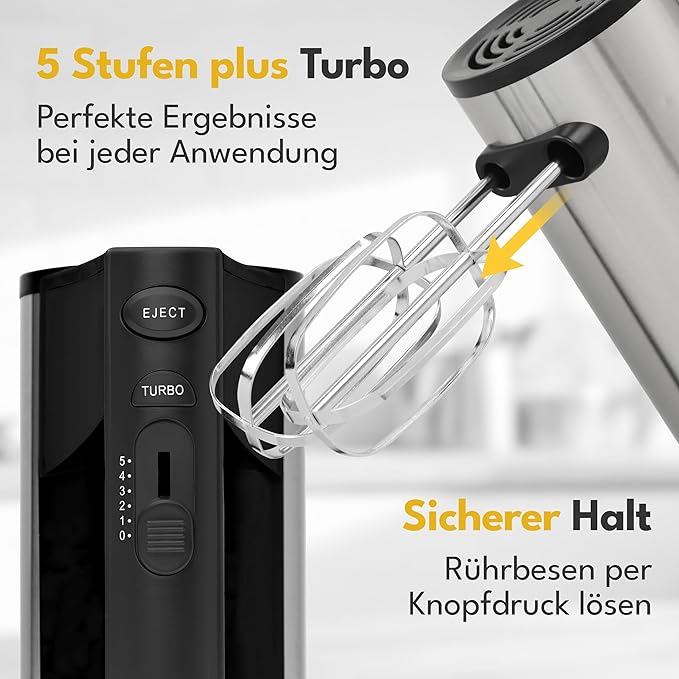 400W Handmixer Handrührger?t - 5 Stufen & Turbo Inkl. Standhalterung I Hand Mixer 