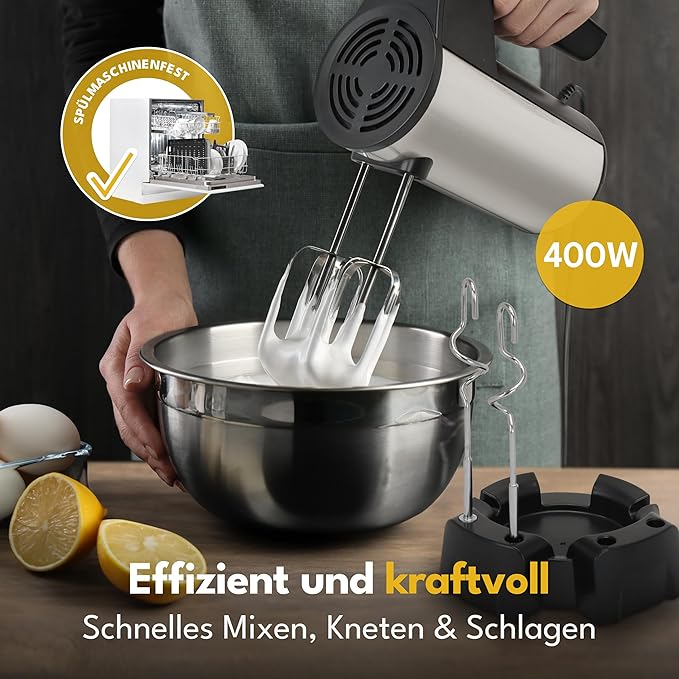 400W Handmixer Handrührger?t - 5 Stufen & Turbo Inkl. Standhalterung I Hand Mixer 