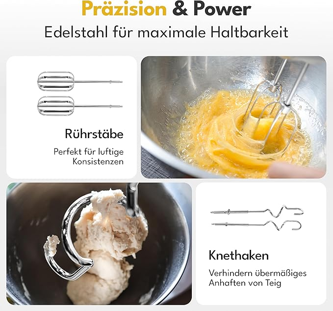 400W Handmixer Handrührger?t - 5 Stufen & Turbo Inkl. Standhalterung I Hand Mixer 