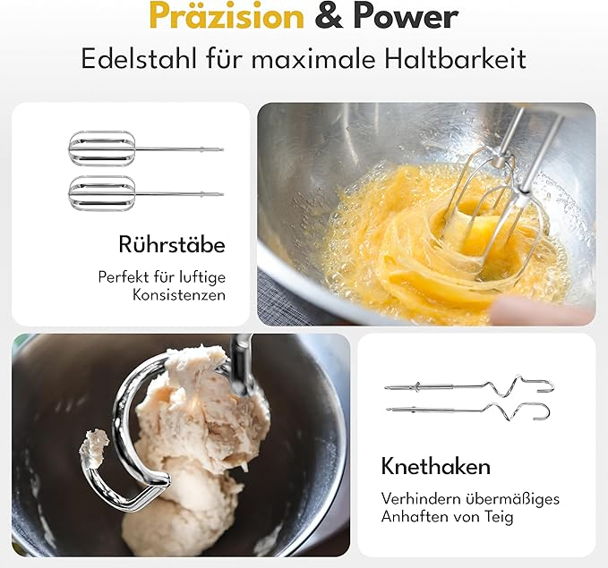 400W Handmixer Handrührger?t - 5 Stufen & Turbo Inkl. Standhalterung I Hand Mixer 