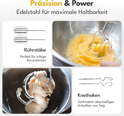 400W Handmixer Handrührger?t - 5 Stufen & Turbo Inkl. Standhalterung I Hand Mixer 
