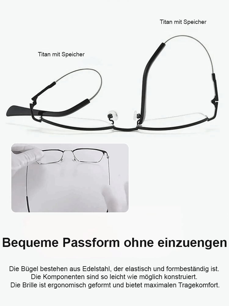 【Kurzsichtigkeit/Weitsichtigkeit·Ohne Sehtest】❤️Professionelle Titan-Gleitsichtbrille mit Auto-Fokus