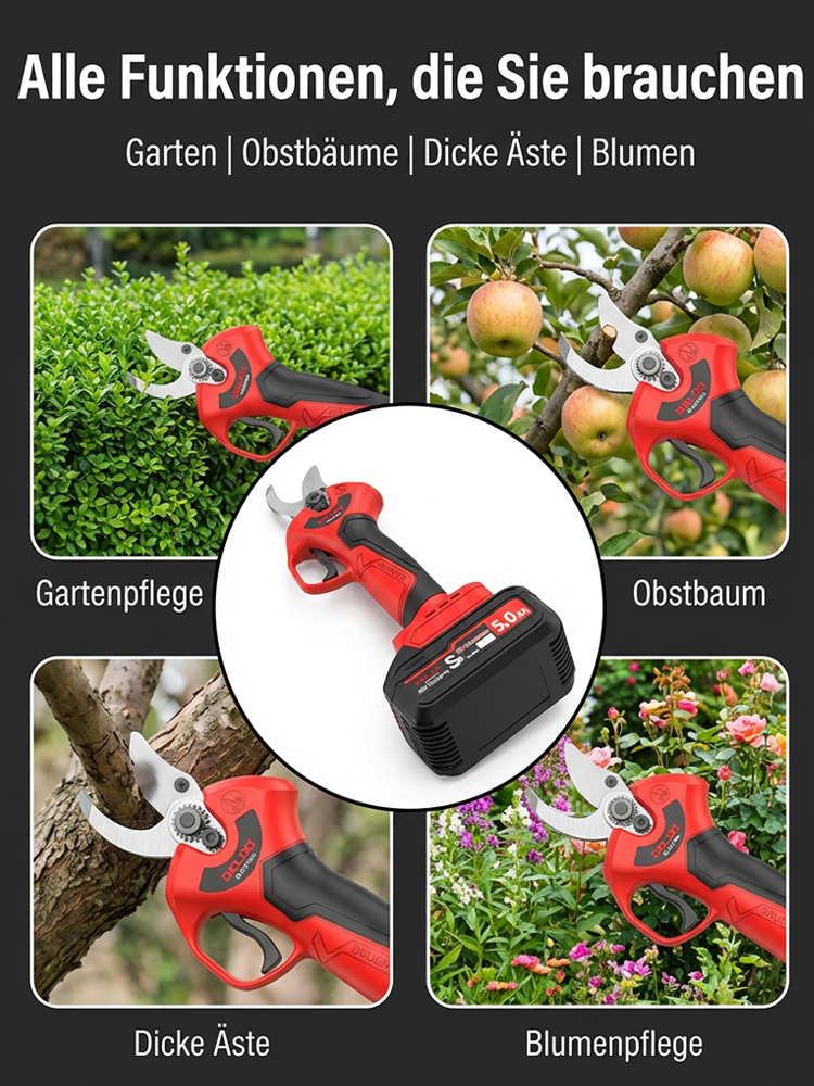 Münchner Profi-Akku-Schnittschere✨1880W Bürstenloser Motor✨Ergonomisch & stoßdämpfend für Senioren.