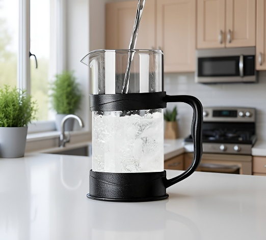 Modernes Design des Kaffeebereiters aus Edelstahl