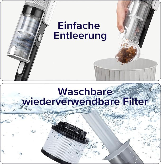 Levoit Akku Staubsauger mit Tierhaardüse, Anti Haar Wrap, 4-in-1 Kabelloser Akkustaubsauger mit 99,9 Prozent Filterleistung, Beutelloser Akkusauger für Teppich Hartb?den und Auto, max 50 min Laufzeit